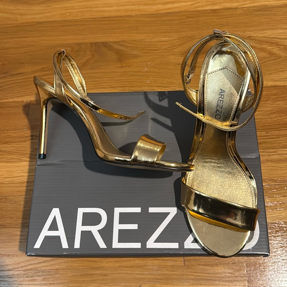 Gold ankle strap sandal